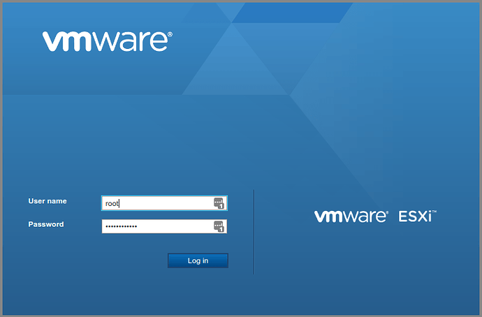 WMware web UI - login