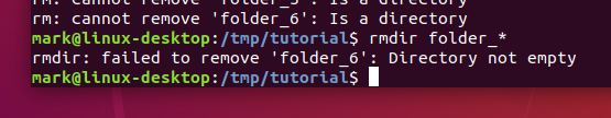 Error when running rmdir on a non-empty directory